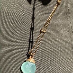 925 Sterling Silver Aqua Chalcedony Pendant Necklace